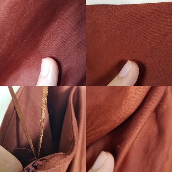 House Of Harlow 1960 Revolve Brown Satin Long Ruche Detail Side Slit Dress Sz XL - Picture 13 of 13